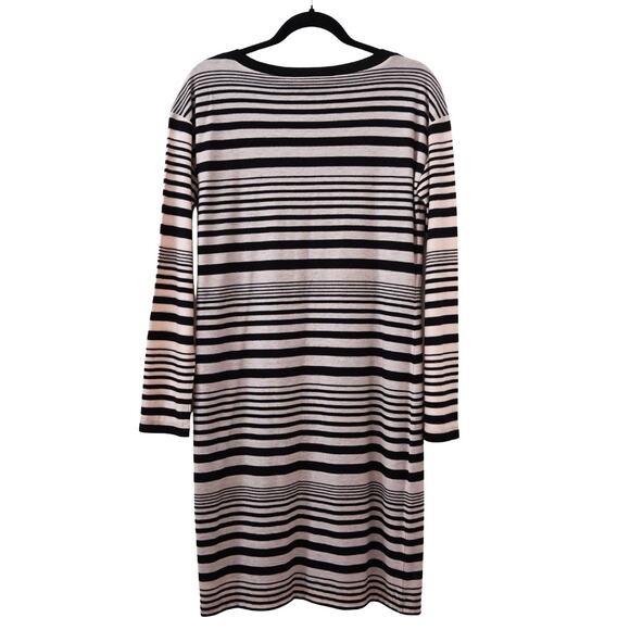 Sonia Rykiel Striped T-Shirt Dress Size Estimated Medium Long Sleeve Black Beige - Picture 2 of 6